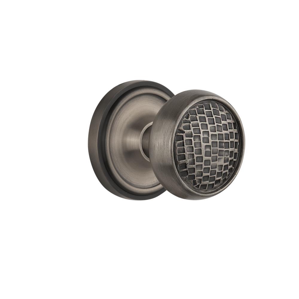 Nostalgic Warehouse CLACRA Mortise Classic Rosette with Craftsman Knob and Keyhole in Antique Pewter
